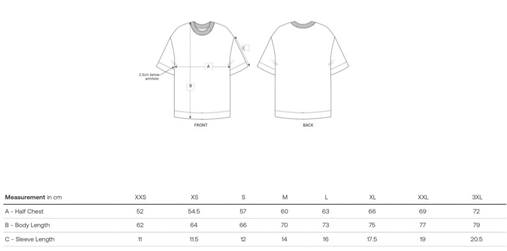 Hot Girls Love Bassline T-Shirt Size Guide
