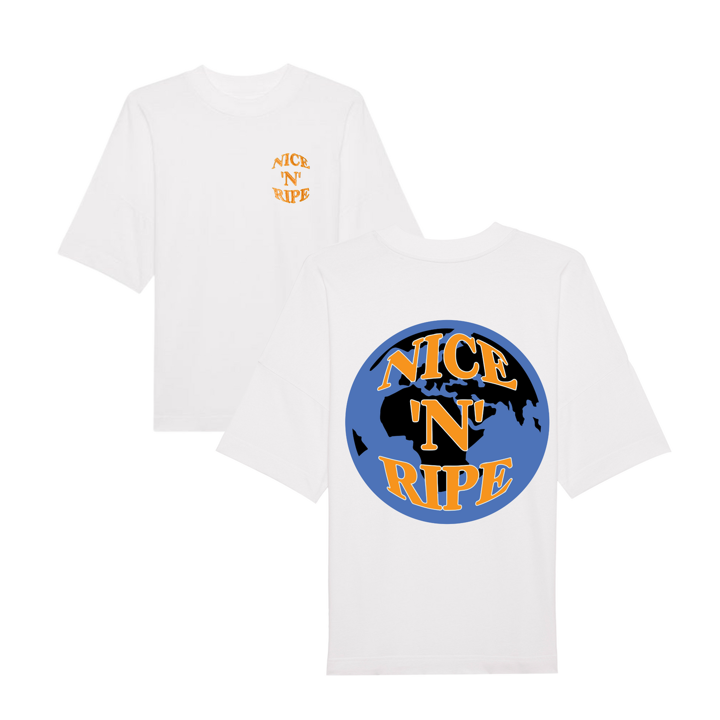 'NICE N RIPE' TEE BLUE & ORANGE