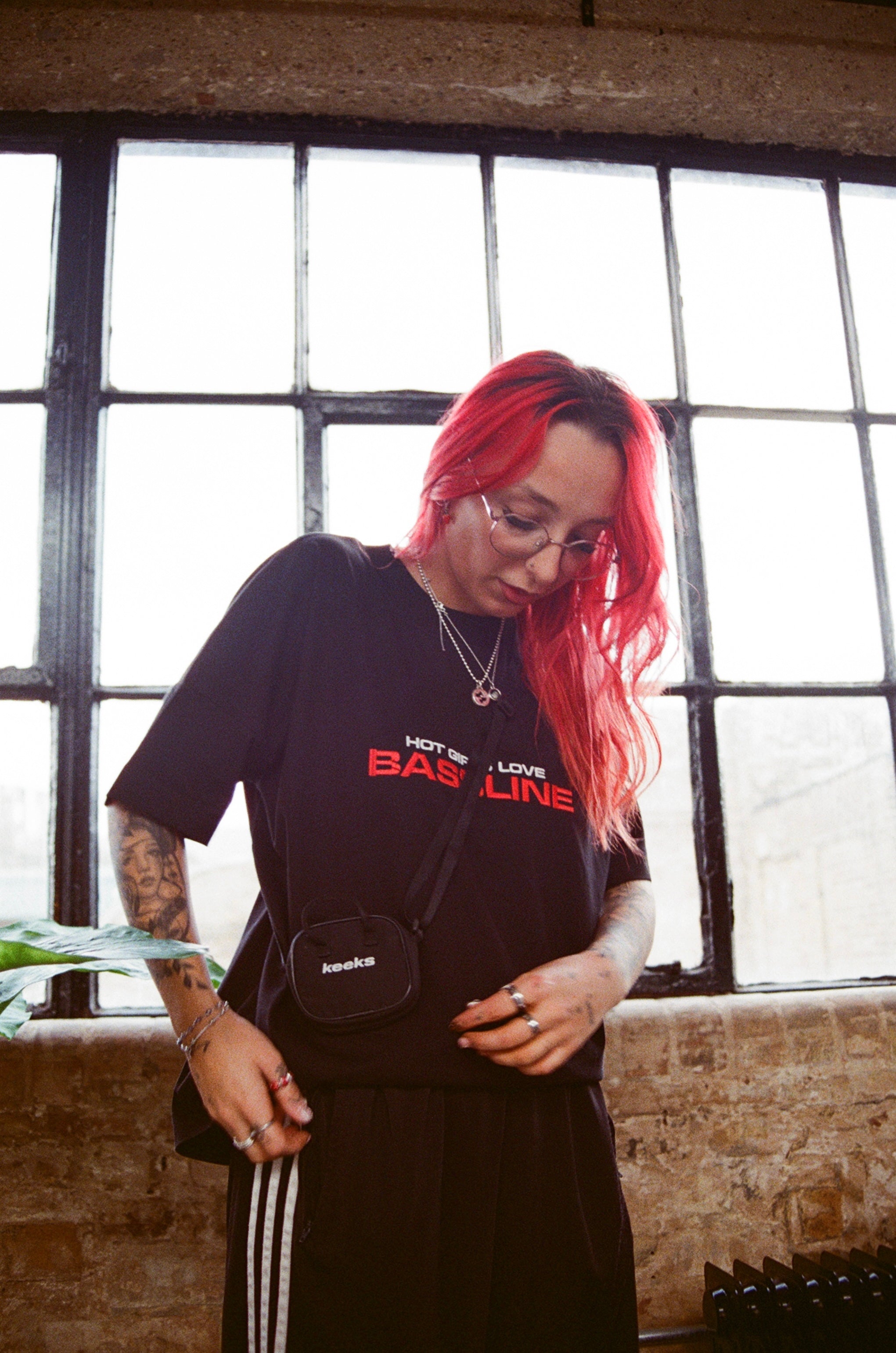 Black embroidered bassline design