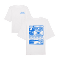 Blue speaker stack graphic t-shirt
