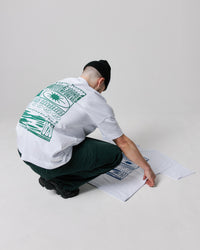 Bold green rave tee with speaker stack print