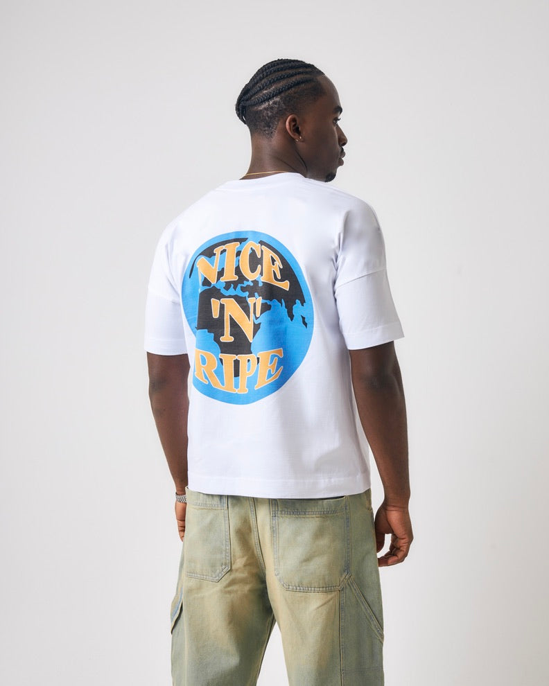 'NICE N RIPE' TEE BLUE & ORANGE