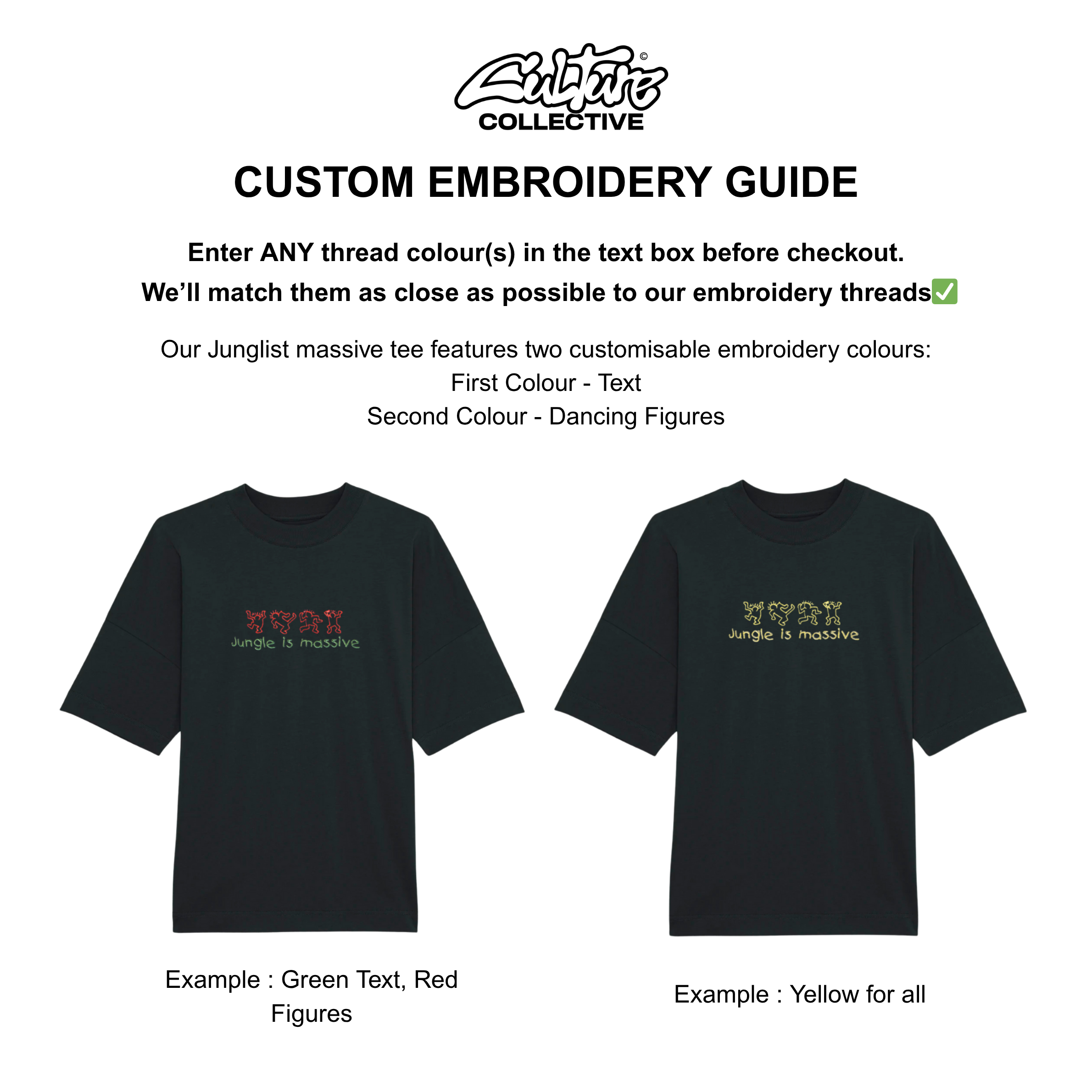 Custom embroidered junglist black tee