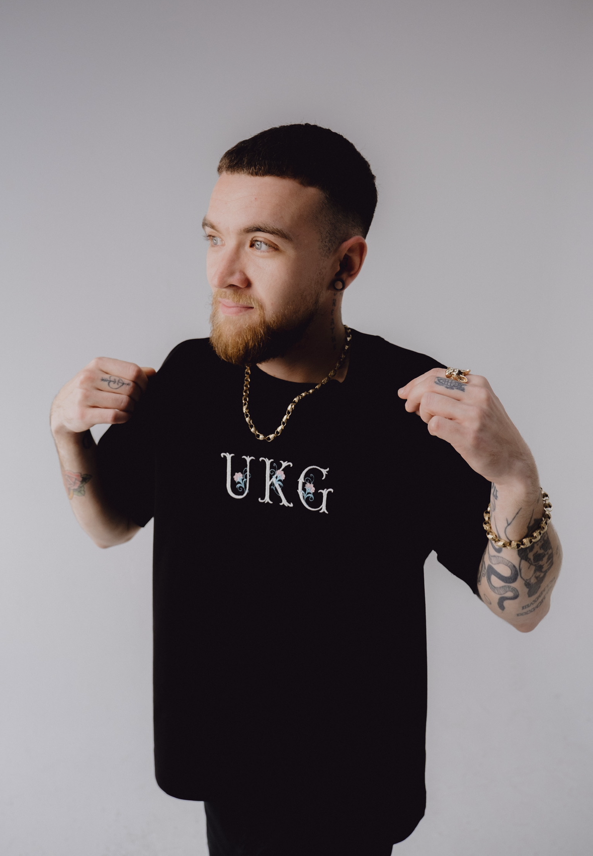 Hand embroidered UKG floral tee