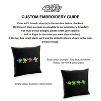 Handmade embroidered bassline cushion in London