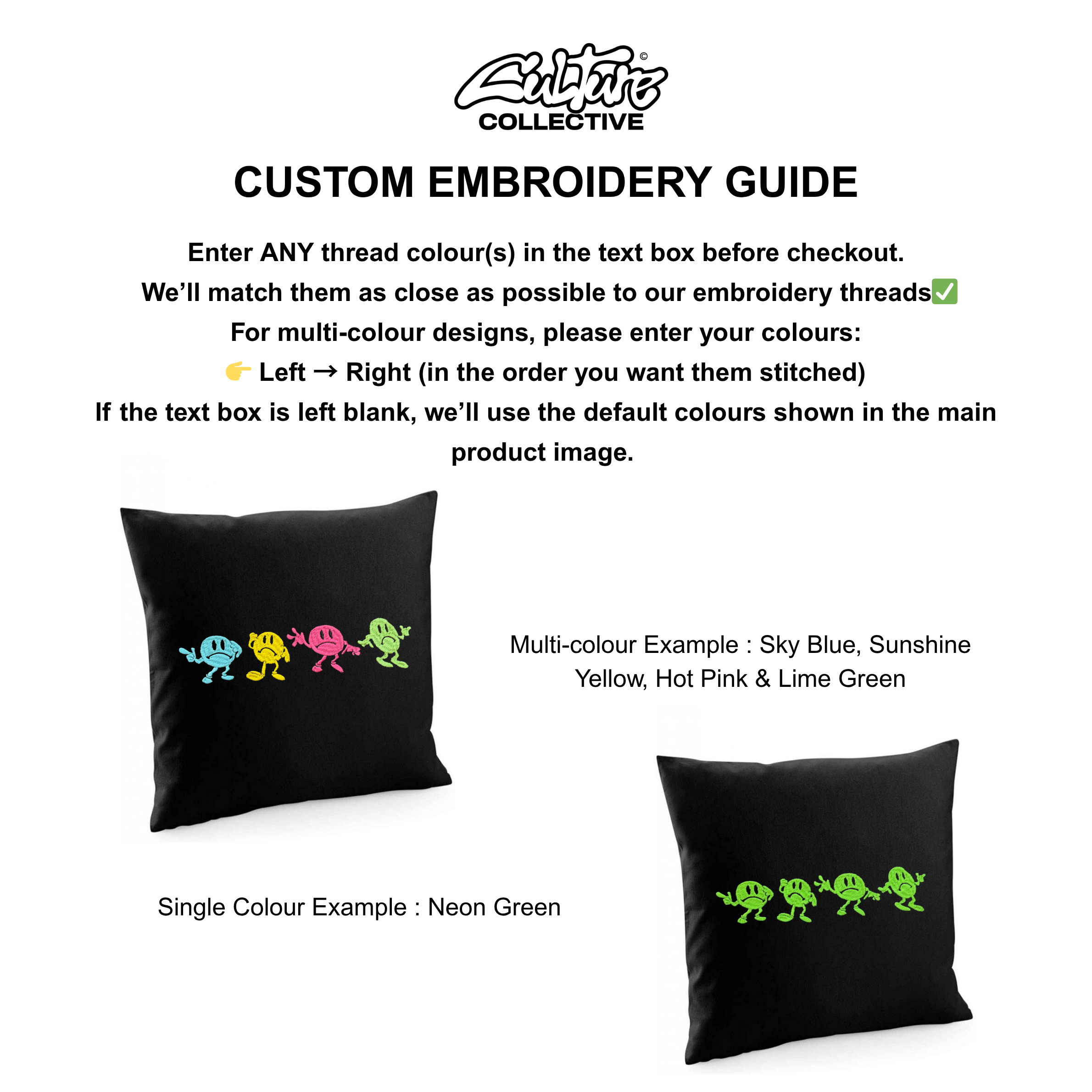 Handmade embroidered bassline cushion in London