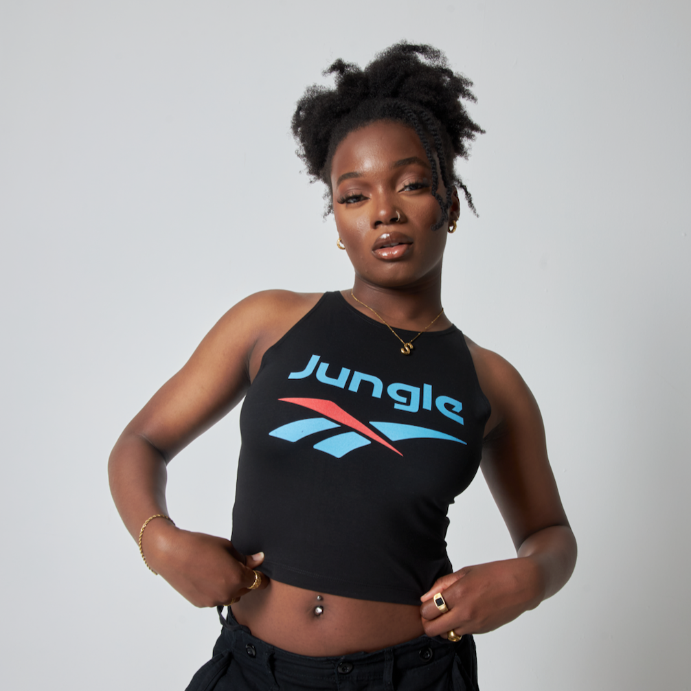 Jungle Sports crop top black printed jungle design