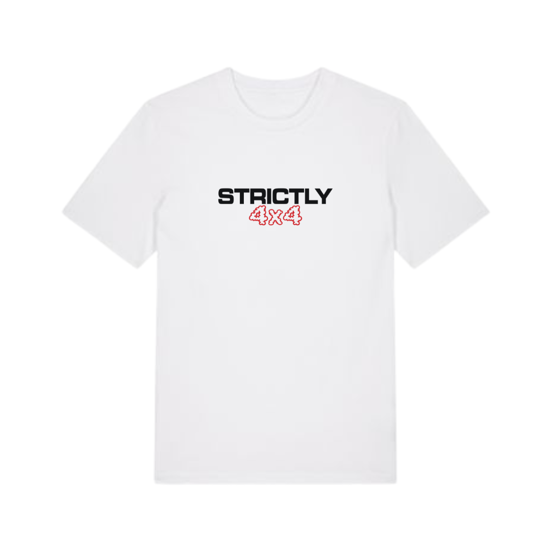 🔊 Strictly 4×4® T-Shirt - White (OUTLET / Previous Slim Fit)