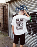 Oversized white junglist music t-shirt