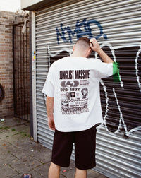 Oversized white junglist music t-shirt