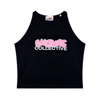 Pink bubble logo crop top
