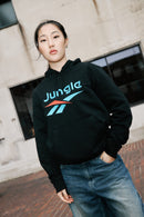 Red and blue embroidery detail jungle hoodie