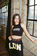 Simple black logo festival top