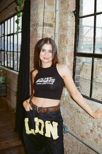 Simple black logo festival top