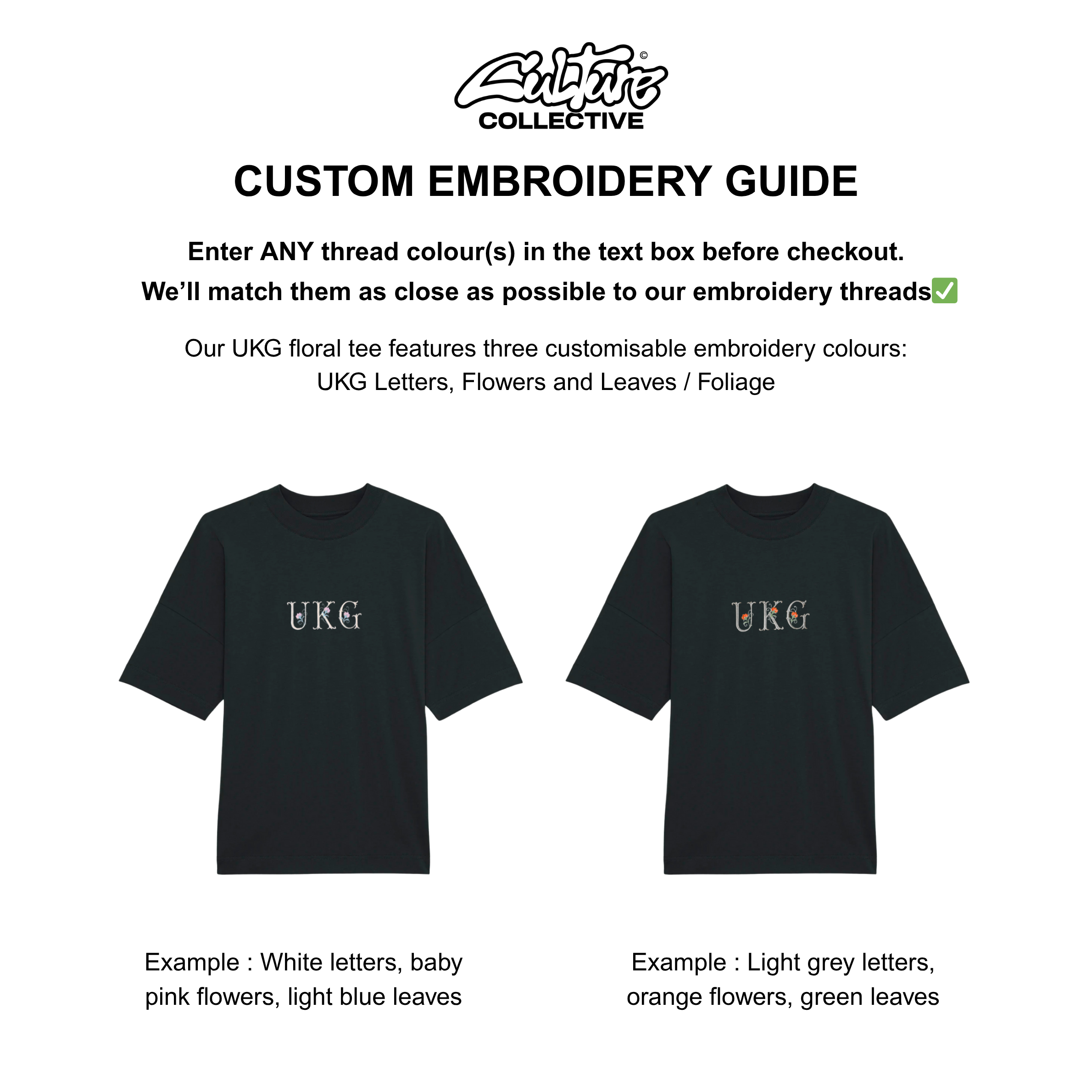 UKG flowers embroidery black