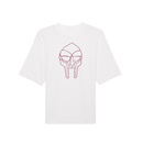 White embroidered MF DOOM mask t-shirt