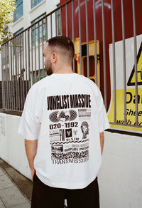 White jungle record label graphic tee